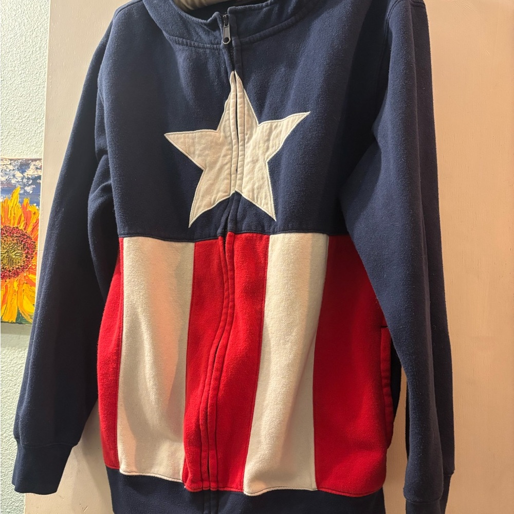 Marvel • Red, White & Blue •  Zip-Up • Unisex • Captain America • Fun • Hoodie • - Picture 5 of 16